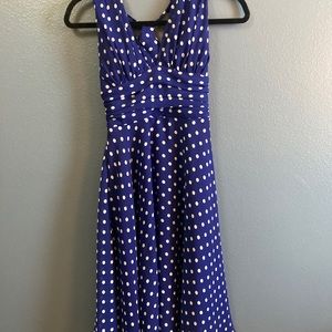 Rubber Ducky blue polka dot backless summer dress - small